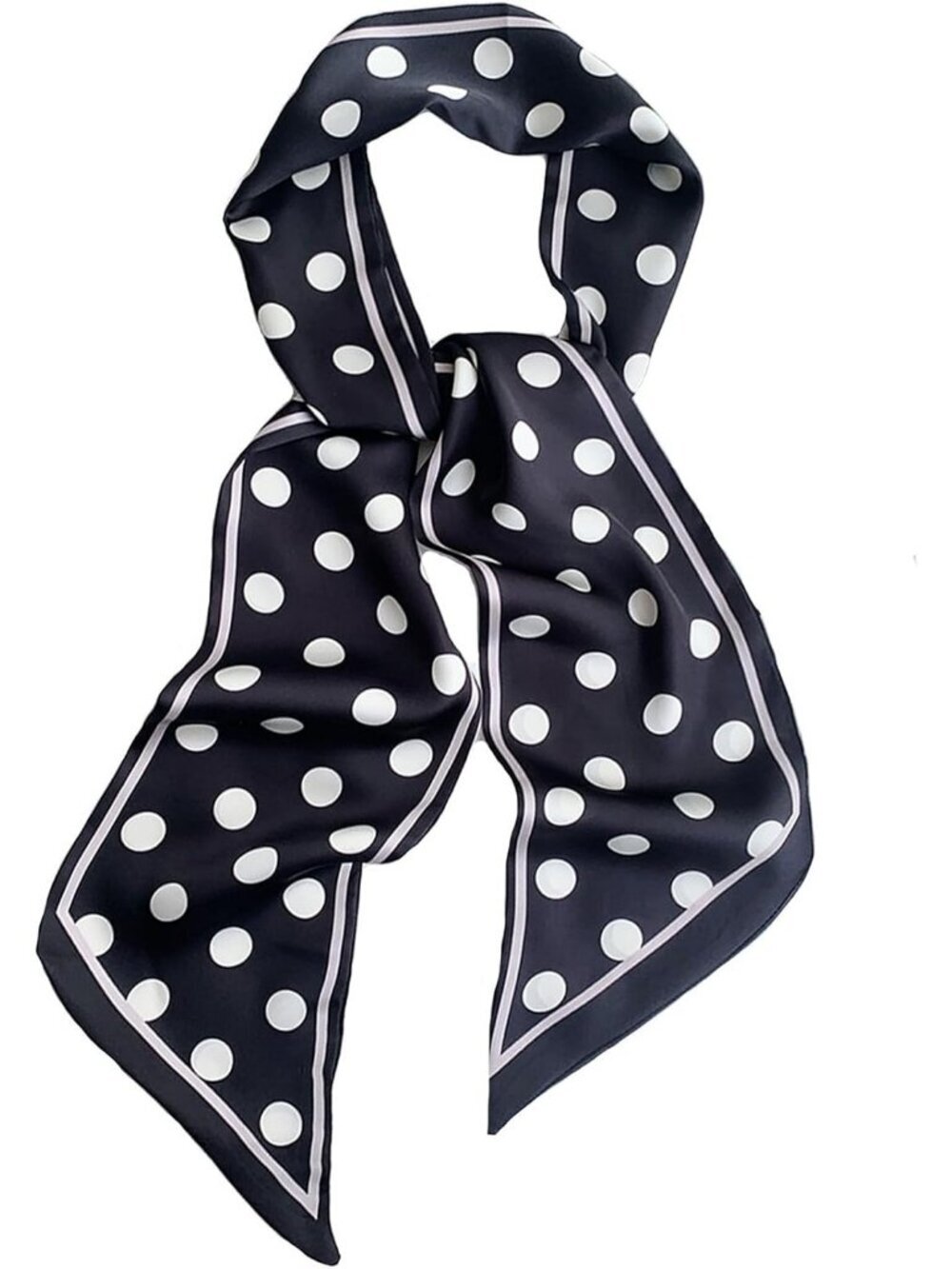 Women's black Spot Building Head Scarves Long Skinny Silky Hair Bags Scarf